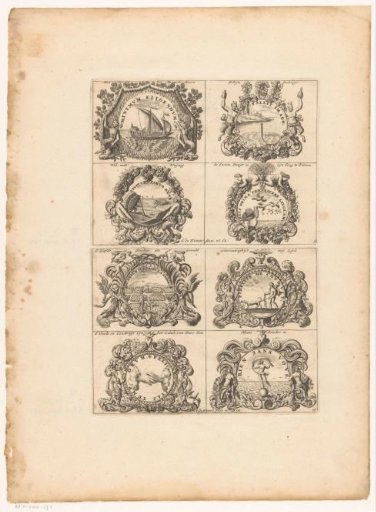 Emblems with a galley, Amor and Fortuna