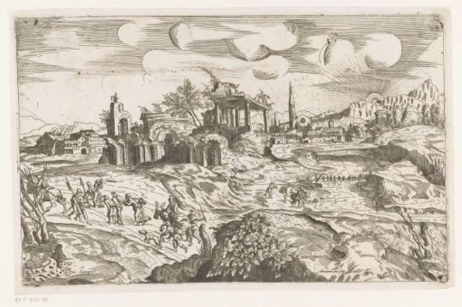 Landscape with Antique Ruins and Walking Figures