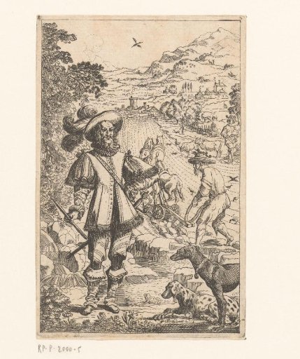 A Gentleman in a Landscape with a Ploughing Peasant