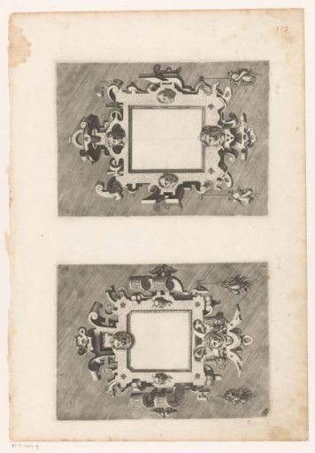Cartouches with Masks and Fruit