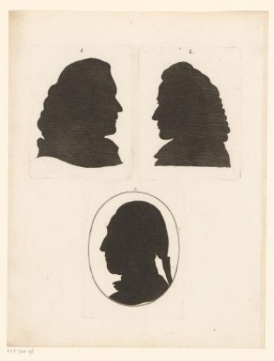 Three silhouette portraits of unknown men