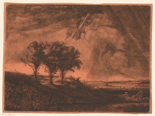 Three Trees with Lightning