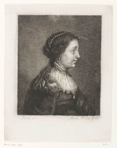 Bust of a woman with pearls in her hair