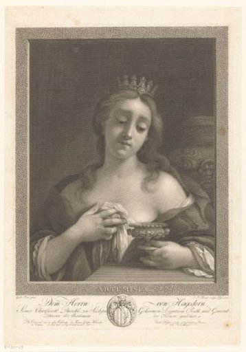Artemisia with the ashes of her husband Mausolus in a cup