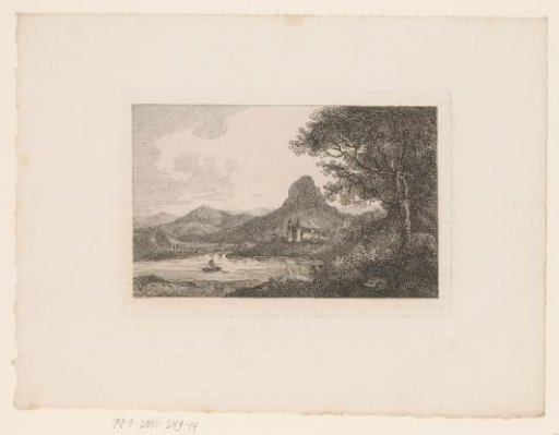 Hilly landscape with a river and a castle