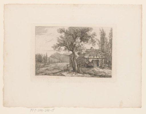 Landscape with a farm building near a ditch