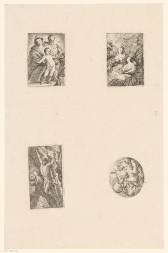 Holy Family, Anna and Mary, Christ on the Cross, and Joseph with the Child