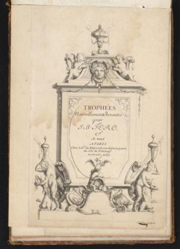 Title page with war trophies and putti