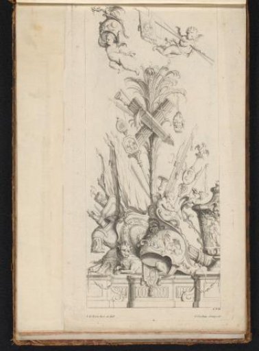 Trophy with putti and weapons