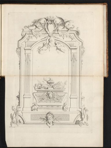 Tomb with war trophies and fantasy creatures