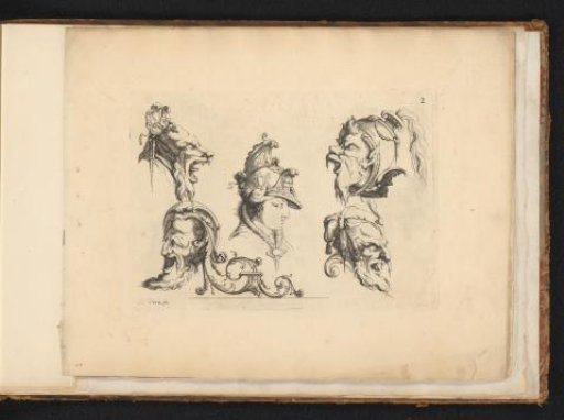 Ornaments with Minerva and satyr heads