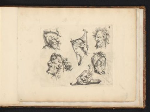 Ornaments with masks of humans and satyrs