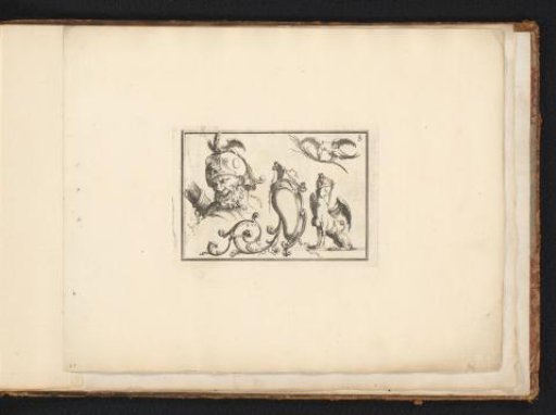 Cartouche with sphinx and soldier