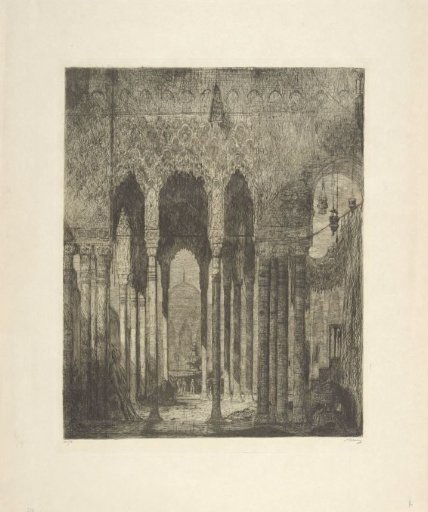 Interior of the Alhambra Palace with Fountain