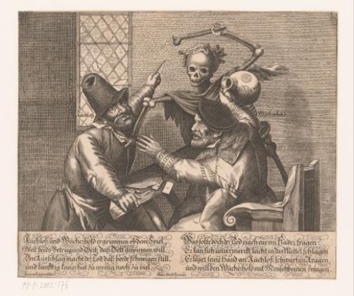 Two fighting men and Death