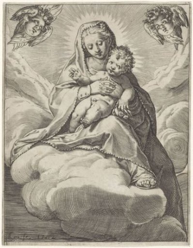 Mary with Child in the Clouds