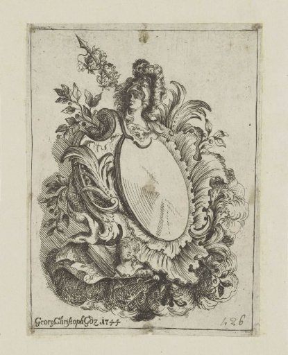 Rocaille Cartouche with the Head of Minerva