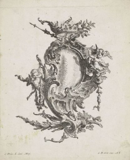 Rocaille Cartouche with a Crown