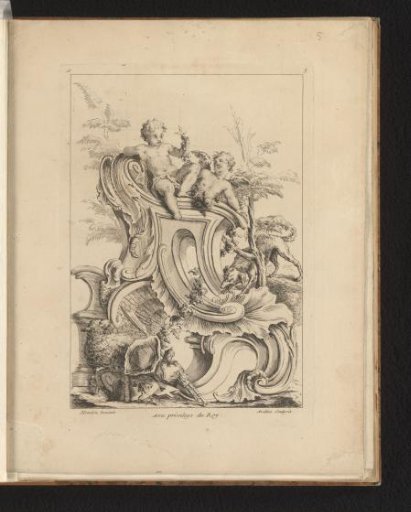 Rocaille with Two Putti, a Dog, and a Sheep
