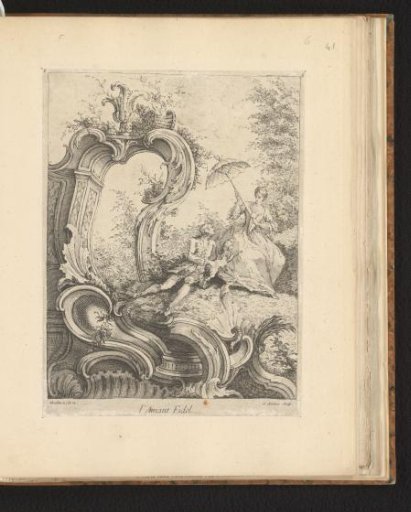 Rocaille with a young couple and a dog