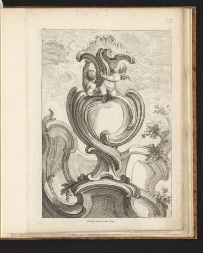 Vase with rocailles and putti