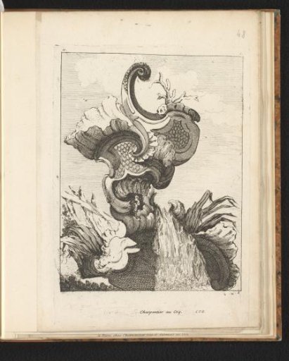 Vase with rocailles and a waterfall