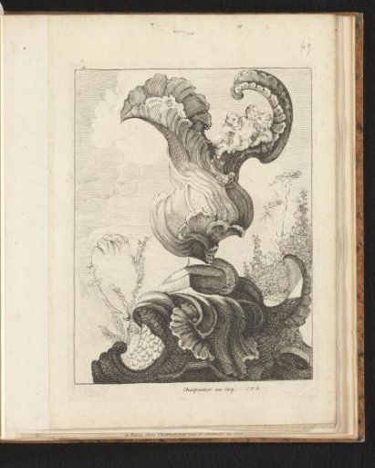 Vase with rocailles and putti