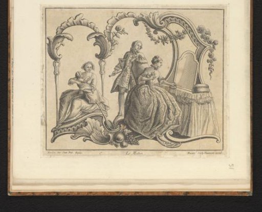 Rocaille with an elegant gentleman and two ladies