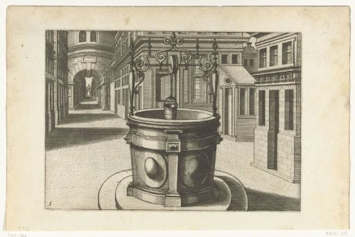 Street and round well with metal canopy