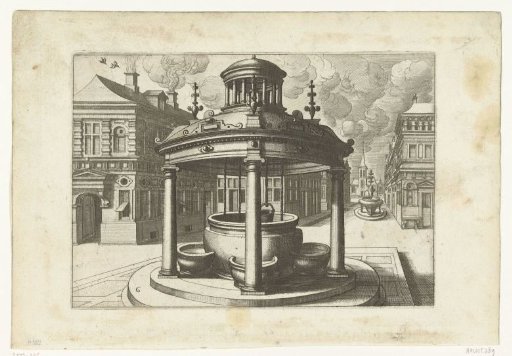 Round well under a dome with a lantern