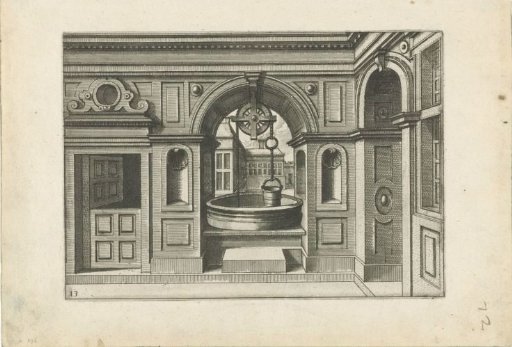 Well in an arched opening in a wall