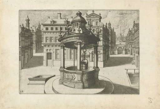 Round water well for a city palace on a square