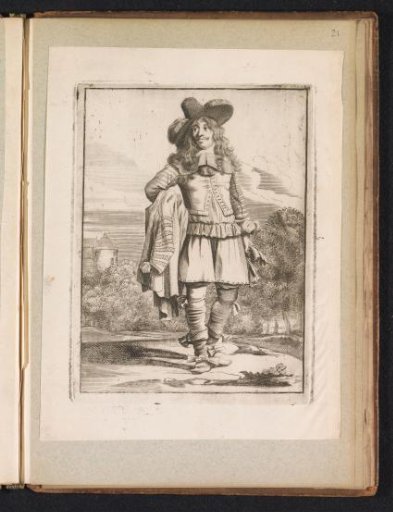 Gentleman standing in a landscape, dressed according to the fashion of around 1660