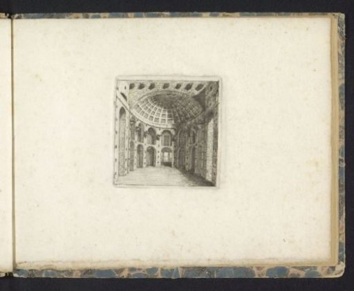 Design with a round temple with niches