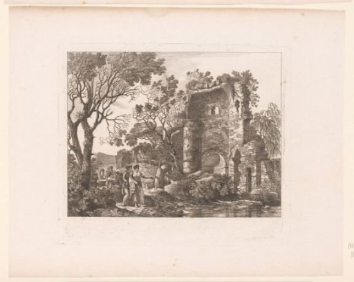 Company in a landscape with ruins