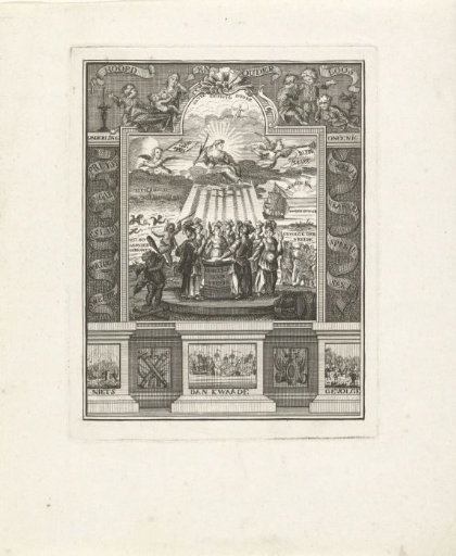 Emblematic print on the Peace of Hubertusburg, 15 February 1763