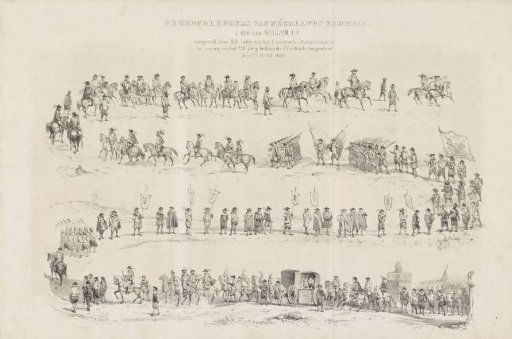 The Founders of the Freedom of the Netherlands. (Time of William I.) depicted by members of the Utrecht student corps to celebrate the 220th anniversary of the University of Utrecht on 17 June 1856