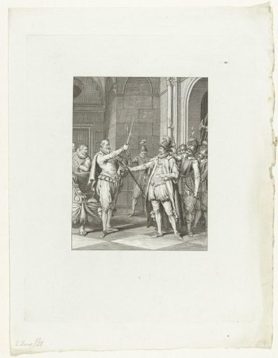 Egmond gives his sword to Alva, 1567