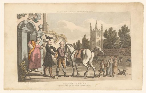 Doctor Syntax is about to mount his horse