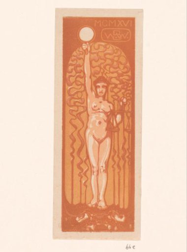 Naked woman with mirror and scales