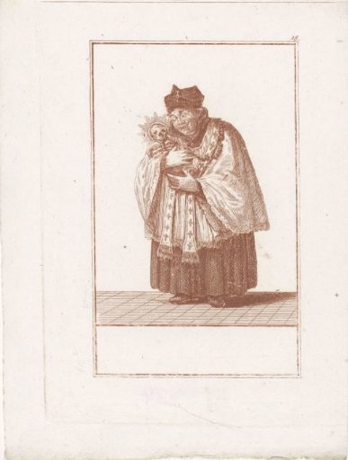 Priest embracing a monstrance with a skull