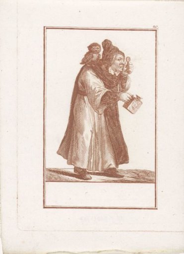 Standing monk with a collection box