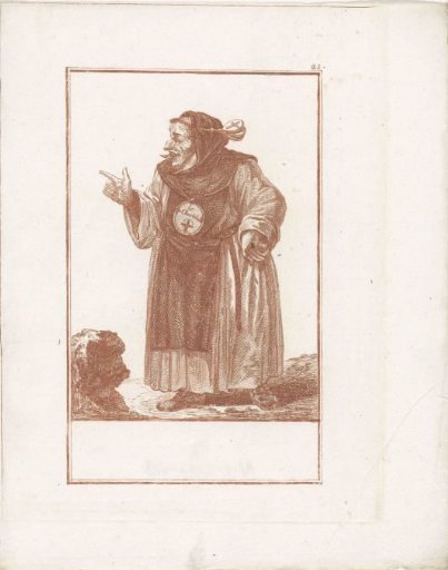 Standing monk with his tongue sticking out