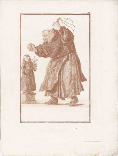 Monk with a scourge before the image of Saint Anthony of Padua