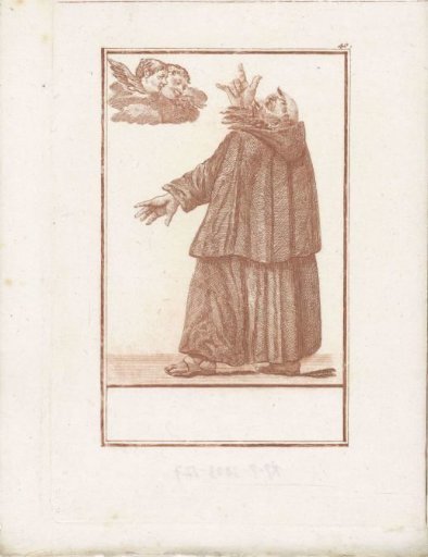 Monk and two cherubs