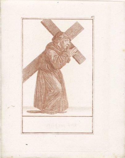 Monk with a cross on his back