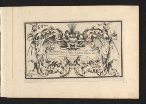 Cartouche with Grotesques and Inscription