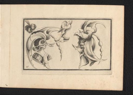 Female and Male Head with Grotesque Neck and Headgear
