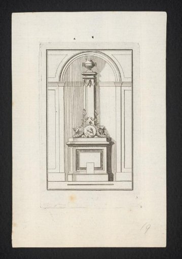 Fireplace with vase on column