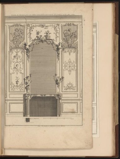 Title print for a series of designs for a fireplace and wainscoting